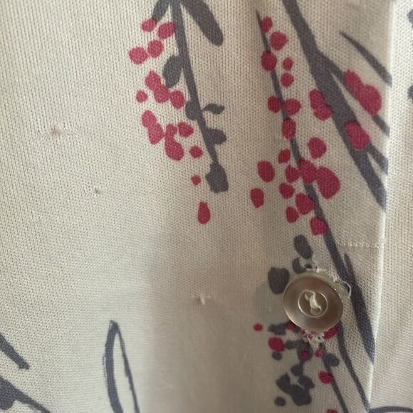 Vtg 70s knit polyester shirt with gray & pink print - Picture 5 of 8